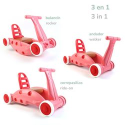 Triciclo, altalena e corrimano 3 in 1, 63 x 32 x 38 cm, in resina rosa | Collezione Children