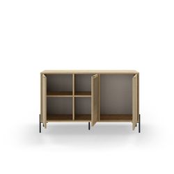 Comò, 125,6 x 40 x 80,5 cm, in legno e metallo colore rovere | Collezione Inca