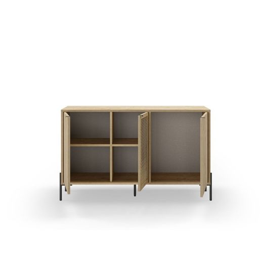 Comò, 125,6 x 40 x 80,5 cm, in legno e metallo colore rovere | Collezione Inca