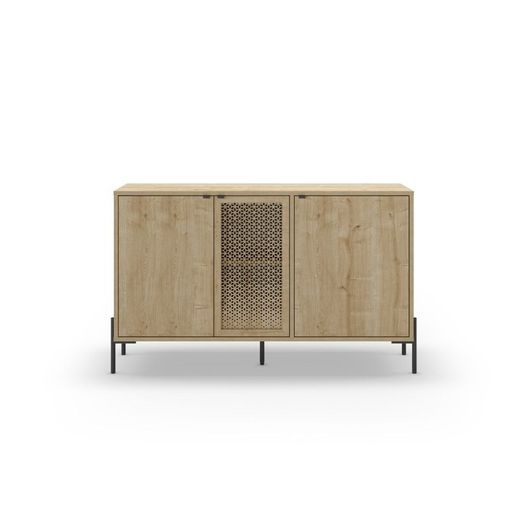 Comò, 125,6 x 40 x 80,5 cm, in legno e metallo colore rovere | Collezione Inca