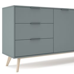 Comò, 140 x 40 x 81 cm, in legno di pino verde e naturale | Collezione Pisco
