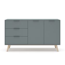 Comò, 140 x 40 x 81 cm, in legno di pino verde e naturale | Collezione Pisco