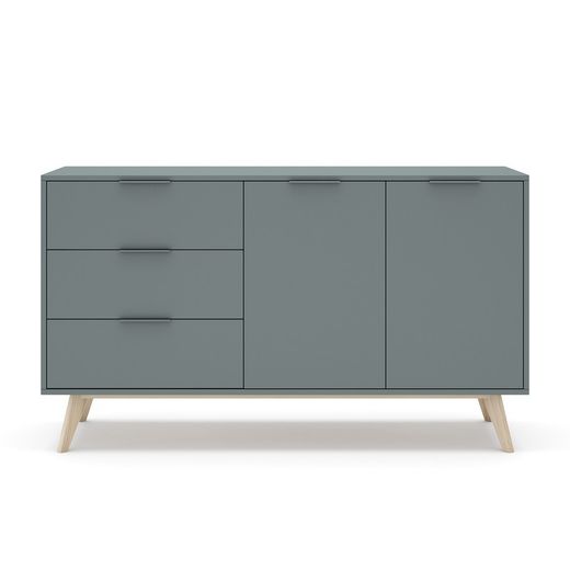 Comò, 140 x 40 x 81 cm, in legno di pino verde e naturale | Collezione Pisco