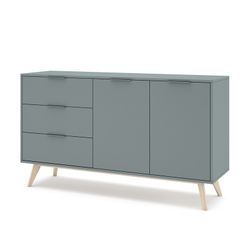 Comò, 140 x 40 x 81 cm, in legno di pino verde e naturale | Collezione Pisco