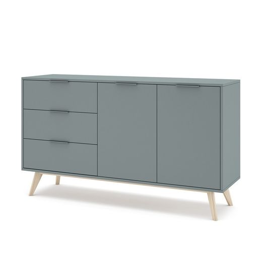 Comò, 140 x 40 x 81 cm, in legno di pino verde e naturale | Collezione Pisco