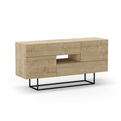 Aparador, 145 x 40 x 82 cm, de madera y metal en color roble y negro | Colección Titán