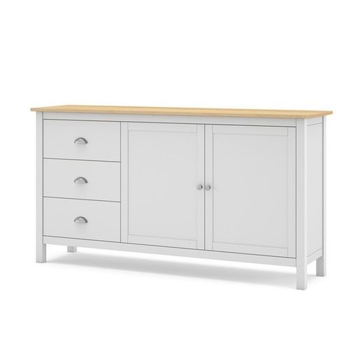 Aparador, 150 x 40 x 80,5 cm, de madera de pino en blanco  | Colección Misti