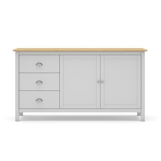 Aparador, 150 x 40 x 80,5 cm, de madera de pino en blanco  | Colección Misti