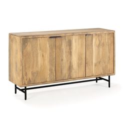 Aparador, 150 x 40 x 85 cm, de madera y metal en natural y negro | Colección Mundra