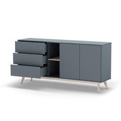 Comò, 165 x 40 x 81 cm, in legno verde e naturale | Collezione Pisco