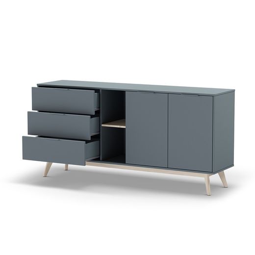 Comò, 165 x 40 x 81 cm, in legno verde e naturale | Collezione Pisco