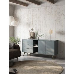 Comò, 165 x 40 x 81 cm, in legno verde e naturale | Collezione Pisco
