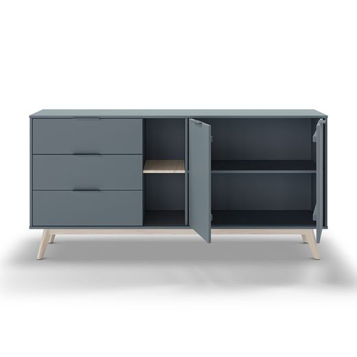 Comò, 165 x 40 x 81 cm, in legno verde e naturale | Collezione Pisco