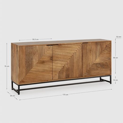 Comò, 170 x 40 x 79 cm, in legno di mango naturale | Collezione Nereida