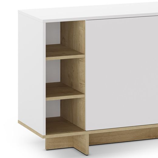 Buffet, 170 x 40 x 80 cm, in legno bianco e rovere | Collezione Cequoia