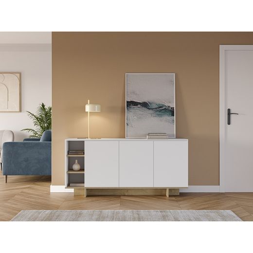 Buffet, 170 x 40 x 80 cm, in legno bianco e rovere | Collezione Cequoia