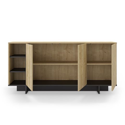 Comò, 170 x 40 x 80 cm, in legno con finitura rovere e nero | Collezione Cequoia