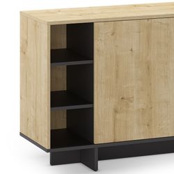 Comò, 170 x 40 x 80 cm, in legno con finitura rovere e nero | Collezione Cequoia