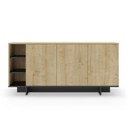 Comò, 170 x 40 x 80 cm, in legno con finitura rovere e nero | Collezione Cequoia
