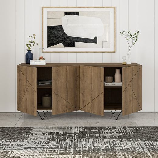 Comò, 180 x 41,8 x 80 cm, in legno colore noce | Collezione Connie