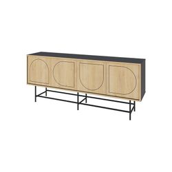 Aparador, 186,8 x 40 x 77,5 cm, de madera en color roble y negro | Colección Giana