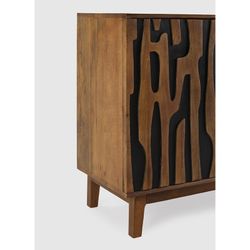 Credenza, 190 x 40 x 80 cm, in legno di mango con finitura naturale e nera | Collezione Kantu