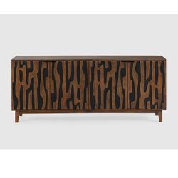 Credenza, 190 x 40 x 80 cm, in legno di mango con finitura naturale e nera | Collezione Kantu