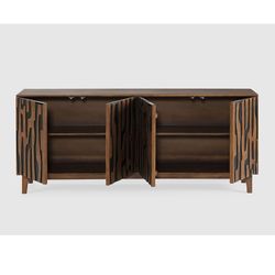 Credenza, 190 x 40 x 80 cm, in legno di mango con finitura naturale e nera | Collezione Kantu