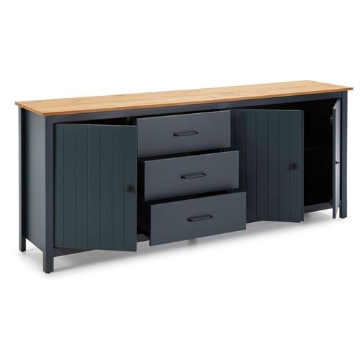 Aparador, 190 x 40 x 80 cm, de madera de pino en azul  | Colección Miranda