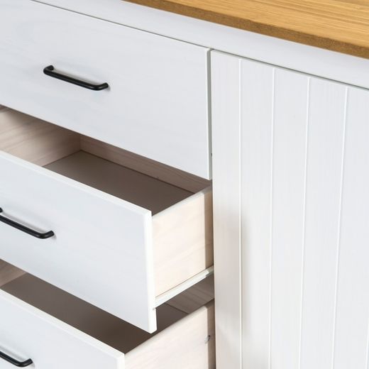 Credenza, 190 x 40 x 80 cm, in legno di pino bianco | Collezione Miranda