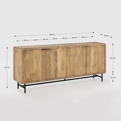 Buffet, 190 x 40 x 85 cm, in legno di mango naturale e nero | Collezione Mundra