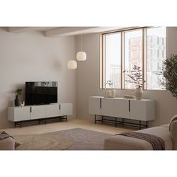 Aparador, 200 x 40 x 77,9 cm, de madera en color crema | Colección Eldia