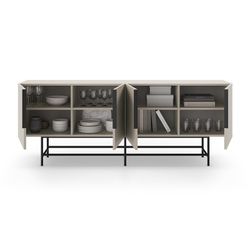 Aparador, 200 x 40 x 77,9 cm, de madera en color crema | Colección Eldia