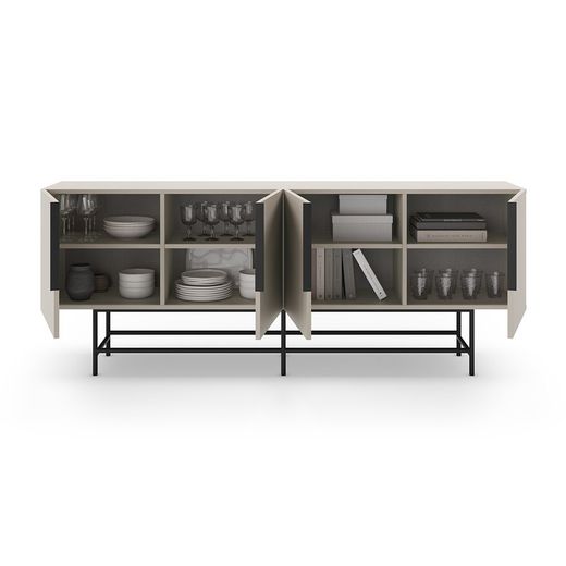 Aparador, 200 x 40 x 77,9 cm, de madera en color crema | Colección Eldia