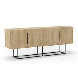 Aparador, 200 x 40 x 79,7 cm, de madera y metal en color roble y negro | Colección Titán