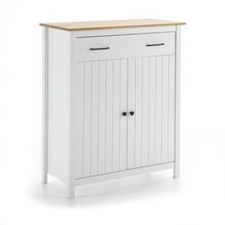 Aparador, 90 x 40 x 110 cm, de madera de pino en blanco  | Colección Miranda