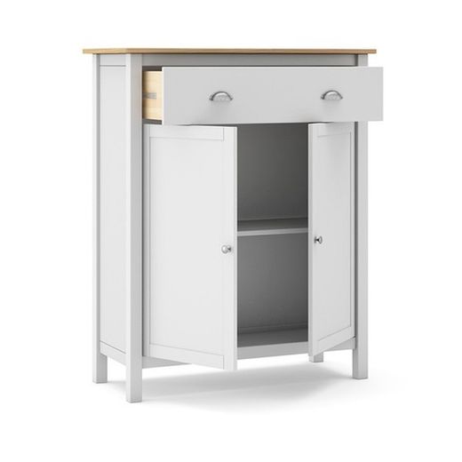 Credenza, 90 x 40 x 110 cm, in legno di pino bianco | Collezione Misti