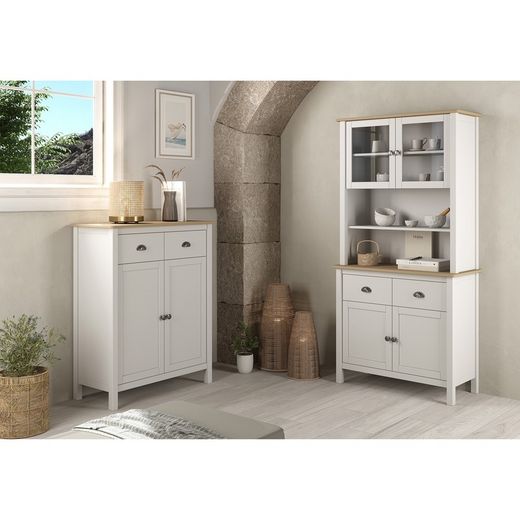 Credenza, 90 x 40 x 110 cm, in legno di pino bianco | Collezione Misti