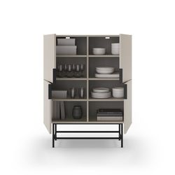 Mobile alto, 100 x 40 x 128 cm, in legno colore crema | Collezione Eldia