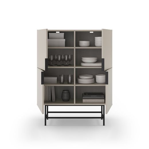 Mobile alto, 100 x 40 x 128 cm, in legno colore crema | Collezione Eldia