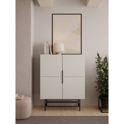 Mobile alto, 100 x 40 x 128 cm, in legno colore crema | Collezione Eldia