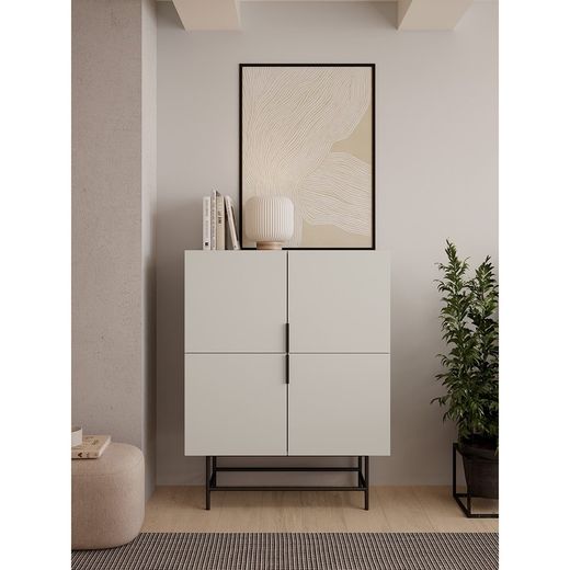 Mobile alto, 100 x 40 x 128 cm, in legno colore crema | Collezione Eldia