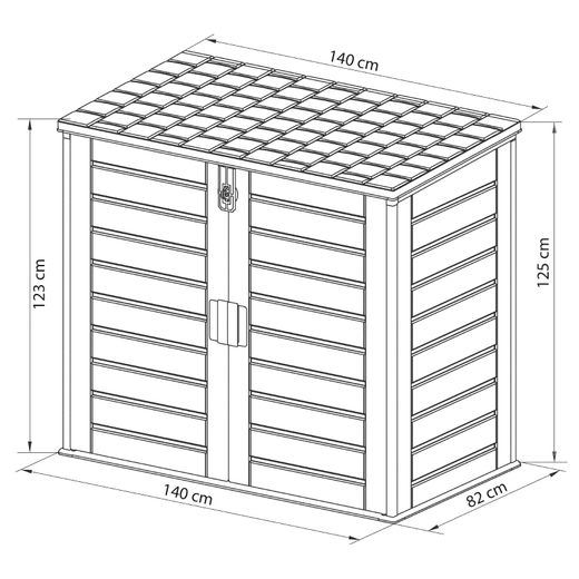 Gartenschrank aus Resin 1.170 L mit Dämpfern, grau und cremeweiß, 140x82x123 cm
