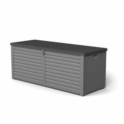 Arcón Exterior para Jardín 390L Gardiun Lift 143x53x56 cm – Baúl de Resina con Amortiguador, Almacenamiento Resistente y Estilo Moderno