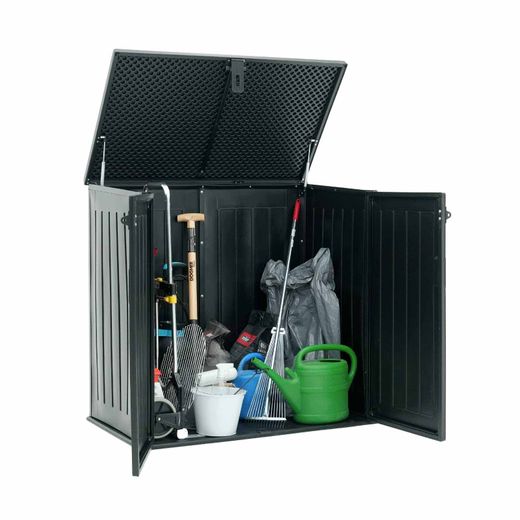 Arcón Exterior para Jardín Gardiun Soften 775L 116x71x109/112,5 cm – Baúl de Resina con Amortiguador, Suelo y Puertas, Ideal para Almacenamiento al Aire Libre