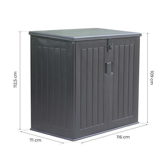 Arcón Exterior para Jardín Gardiun Soften 775L 116x71x109/112,5 cm – Baúl de Resina con Amortiguador, Suelo y Puertas, Ideal para Almacenamiento al Aire Libre