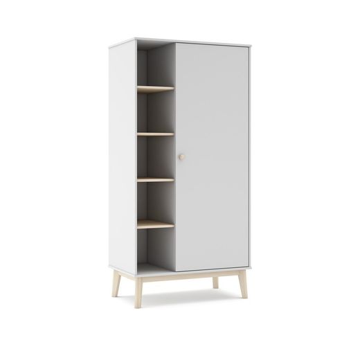 Armadio, 90 x 52 x 181 cm, in legno di pino bianco e naturale | Collezione Esteban