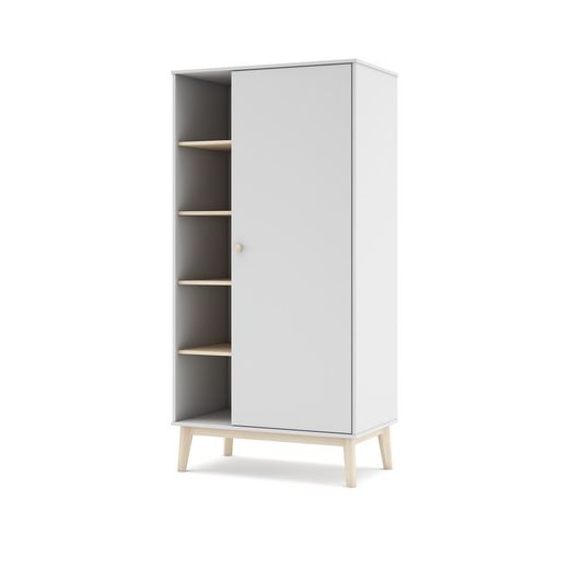 Armadio, 90 x 52 x 181 cm, in legno di pino bianco e naturale | Collezione Esteban