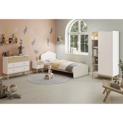 Armadio, 90 x 52 x 181 cm, in legno di pino bianco e naturale | Collezione Esteban