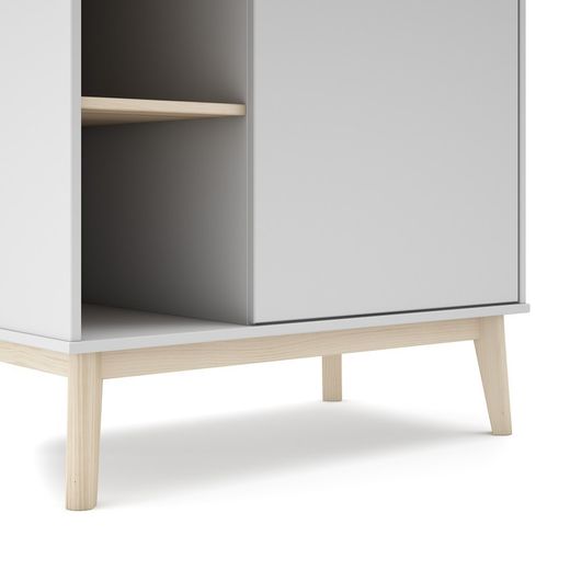 Armadio, 90 x 52 x 181 cm, in legno di pino bianco e naturale | Collezione Esteban